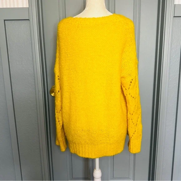 Anthropologie Sleeping on Snow Bright Lights Yellow Pullover Sweater M - Picture 7 of 9